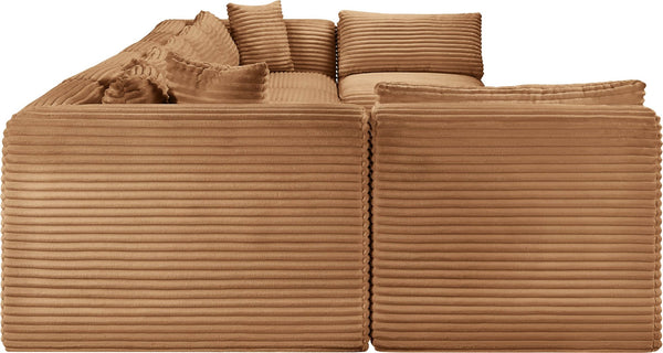 Meridian Furniture Shaggy Corduroy Modular Sectional 8 Piece Performance Fabric Living Room Sofa Set 641Saddle-Sec8B