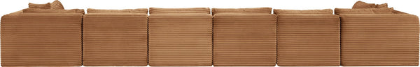 Meridian Furniture Shaggy Corduroy Modular Sectional 8 Piece Performance Fabric Living Room Sofa Set 641Saddle-Sec8B