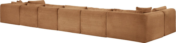 Meridian Furniture Shaggy Corduroy Modular Sectional 8 Piece Performance Fabric Living Room Sofa Set 641Saddle-Sec8B