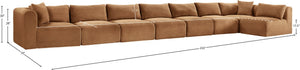 Meridian Furniture Shaggy Eight Piece Modular Sectional Plush Corduroy Living Room Sofa Set 641Saddle-Sec8C