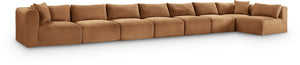 Meridian Furniture Shaggy Eight Piece Modular Sectional Plush Corduroy Living Room Sofa Set 641Saddle-Sec8C