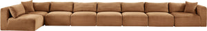 Meridian Furniture Shaggy Eight Piece Modular Sectional Plush Corduroy Living Room Sofa Set 641Saddle-Sec8C