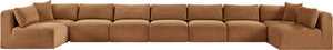 Meridian Furniture Shaggy Nine Piece Modular Sectional Plush Corduroy Fabric for Spacious Living Rooms 641Saddle-Sec9A