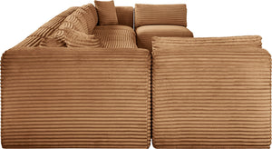 Meridian Furniture Shaggy Nine Piece Modular Sectional Plush Corduroy Fabric for Spacious Living Rooms 641Saddle-Sec9A