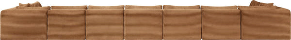 Meridian Furniture Shaggy Nine Piece Modular Sectional Plush Corduroy Fabric for Spacious Living Rooms 641Saddle-Sec9A