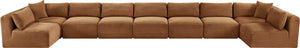 Meridian Furniture Shaggy Nine Piece Modular Sectional Plush Corduroy Fabric for Spacious Living Rooms 641Saddle-Sec9A