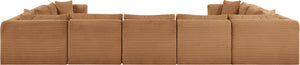 Meridian Furniture Shaggy Nine Piece Modular Sectional in Plush Corduroy for Eclectic Living Rooms 641Saddle-Sec9B
