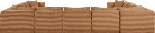 Meridian Furniture Shaggy Nine Piece Modular Sectional in Plush Corduroy for Eclectic Living Rooms 641Saddle-Sec9B