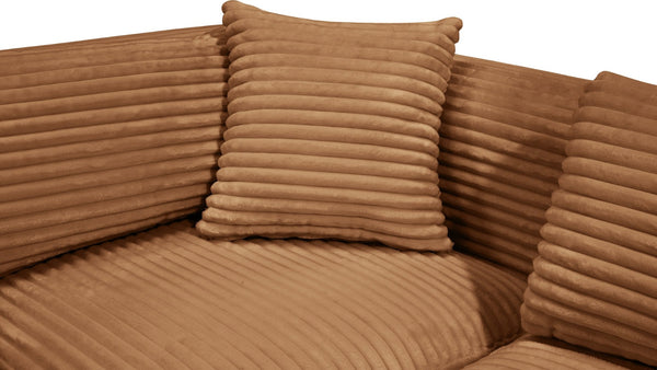 Meridian Furniture Shaggy Nine Piece Modular Sectional in Plush Corduroy for Eclectic Living Rooms 641Saddle-Sec9B