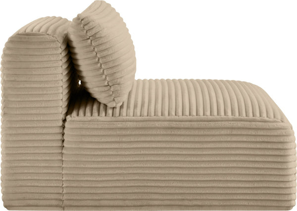 Meridian Furniture Shaggy Corduroy Armless Modular Chair with Plush Foam and Stain Resistant Performance Fabric Taupe 641Taupe-Armless