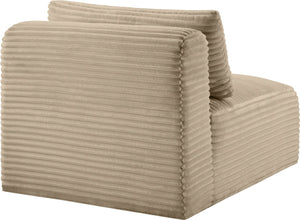 Meridian Furniture Shaggy Corduroy Armless Modular Chair with Plush Foam and Stain Resistant Performance Fabric Taupe 641Taupe-Armless