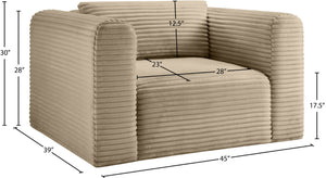 Meridian Furniture Shaggy Corduroy Accent Chair with Plush Foam Seating and Modular Design for Living Room Decor Taupe 641Taupe-Chair