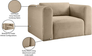 Meridian Furniture Shaggy Corduroy Accent Chair with Plush Foam Seating and Modular Design for Living Room Decor Taupe 641Taupe-Chair