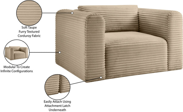 Meridian Furniture Shaggy Corduroy Accent Chair with Plush Foam Seating and Modular Design for Living Room Decor Taupe 641Taupe-Chair