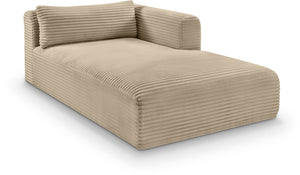 Meridian Furniture Shaggy Corduroy Modular Chaise Lounge Plush Foam Seating for Living Room Sectional Setup Taupe 641Taupe-Chaise