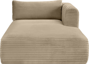 Meridian Furniture Shaggy Corduroy Modular Chaise Lounge Plush Foam Seating for Living Room Sectional Setup Taupe 641Taupe-Chaise