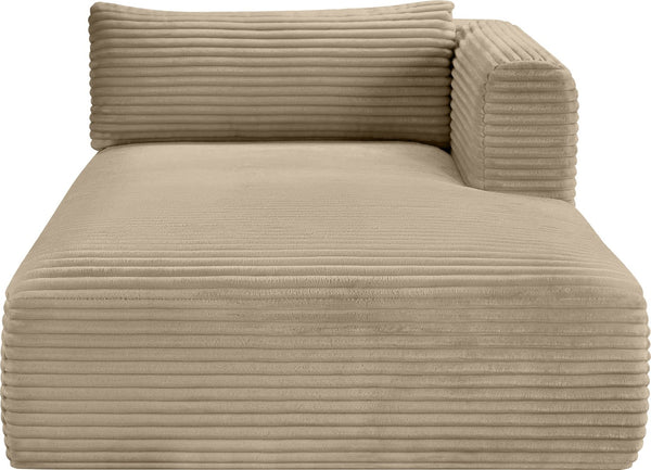 Meridian Furniture Shaggy Corduroy Modular Chaise Lounge Plush Foam Seating for Living Room Sectional Setup Taupe 641Taupe-Chaise