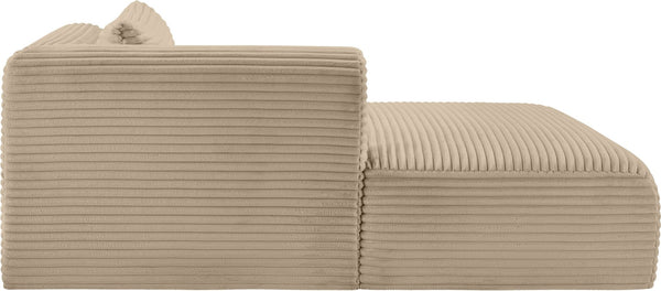 Meridian Furniture Shaggy Corduroy Modular Chaise Lounge Plush Foam Seating for Living Room Sectional Setup Taupe 641Taupe-Chaise