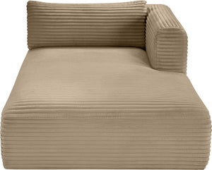 Meridian Furniture Shaggy Corduroy Modular Chaise Lounge Plush Foam Seating for Living Room Sectional Setup Taupe 641Taupe-Chaise