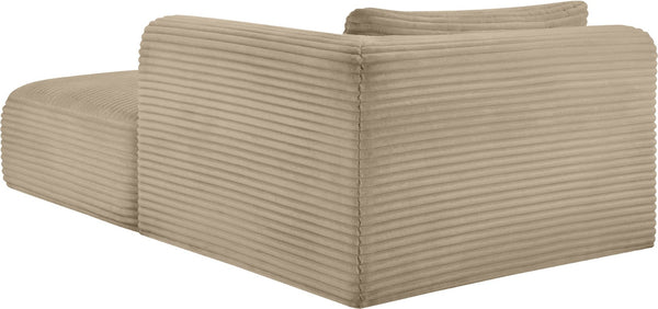 Meridian Furniture Shaggy Corduroy Modular Chaise Lounge Plush Foam Seating for Living Room Sectional Setup Taupe 641Taupe-Chaise