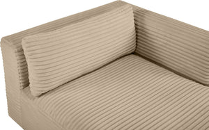 Meridian Furniture Shaggy Corduroy Modular Chaise Lounge Plush Foam Seating for Living Room Sectional Setup Taupe 641Taupe-Chaise