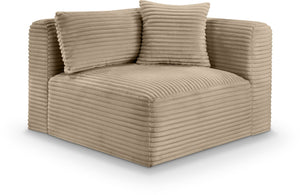 Meridian Furniture Shaggy Corduroy Modular Corner Chair with Plush Foam and Stain Resistant Performance Fabric Taupe 641Taupe-Corner