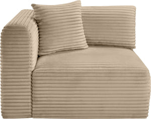 Meridian Furniture Shaggy Corduroy Modular Corner Chair with Plush Foam and Stain Resistant Performance Fabric Taupe 641Taupe-Corner