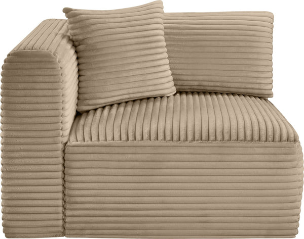 Meridian Furniture Shaggy Corduroy Modular Corner Chair with Plush Foam and Stain Resistant Performance Fabric Taupe 641Taupe-Corner