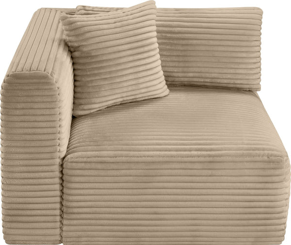 Meridian Furniture Shaggy Corduroy Modular Corner Chair with Plush Foam and Stain Resistant Performance Fabric Taupe 641Taupe-Corner