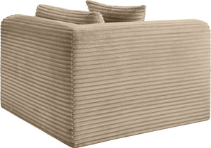 Meridian Furniture Shaggy Corduroy Modular Corner Chair with Plush Foam and Stain Resistant Performance Fabric Taupe 641Taupe-Corner