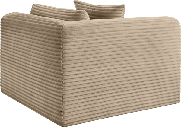 Meridian Furniture Shaggy Corduroy Modular Corner Chair with Plush Foam and Stain Resistant Performance Fabric Taupe 641Taupe-Corner