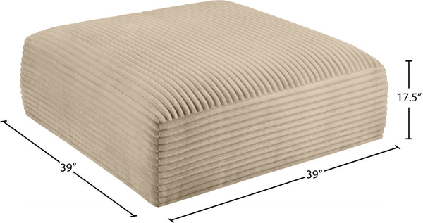 Meridian Furniture Shaggy Corduroy Square Ottoman Plush Modular Linking Design for Living Room Seating Taupe 641Taupe-Ott