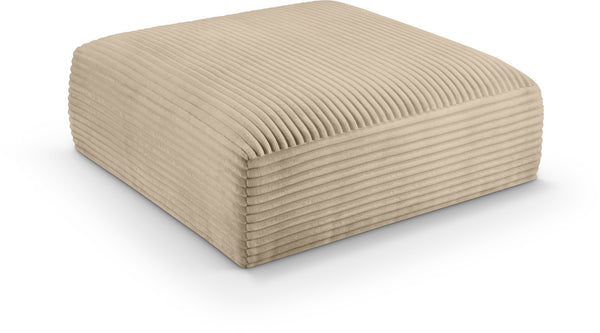 Meridian Furniture Shaggy Corduroy Square Ottoman Plush Modular Linking Design for Living Room Seating Taupe 641Taupe-Ott