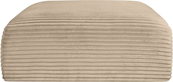 Meridian Furniture Shaggy Corduroy Square Ottoman Plush Modular Linking Design for Living Room Seating Taupe 641Taupe-Ott