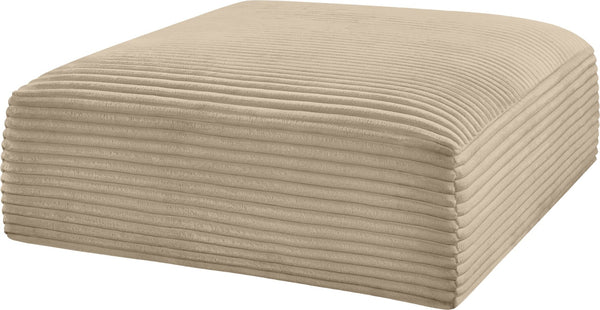 Meridian Furniture Shaggy Corduroy Square Ottoman Plush Modular Linking Design for Living Room Seating Taupe 641Taupe-Ott
