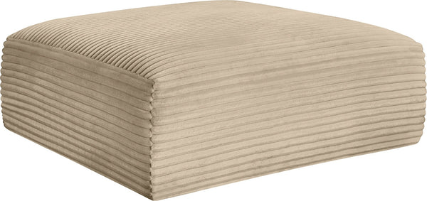 Meridian Furniture Shaggy Corduroy Square Ottoman Plush Modular Linking Design for Living Room Seating Taupe 641Taupe-Ott