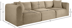 Meridian Furniture Shaggy Corduroy Modular Sofa Plush Performance Fabric Stain Resistant Living Room Seating Taupe 109 inches 641Taupe-S109