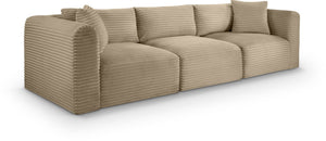 Meridian Furniture Shaggy Corduroy Modular Sofa Plush Performance Fabric Stain Resistant Living Room Seating Taupe 109 inches 641Taupe-S109