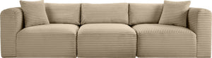 Meridian Furniture Shaggy Corduroy Modular Sofa Plush Performance Fabric Stain Resistant Living Room Seating Taupe 109 inches 641Taupe-S109