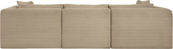 Meridian Furniture Shaggy Corduroy Modular Sofa Plush Performance Fabric Stain Resistant Living Room Seating Taupe 109 inches 641Taupe-S109