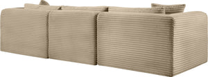 Meridian Furniture Shaggy Corduroy Modular Sofa Plush Performance Fabric Stain Resistant Living Room Seating Taupe 109 inches 641Taupe-S109