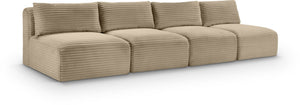 Meridian Furniture Shaggy Armless Modular Sectional Sofa in Wide Wale Corduroy Performance Fabric Living Room Taupe 124 inches 641Taupe-S124