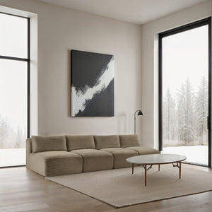 Meridian Furniture Shaggy Armless Modular Sectional Sofa in Wide Wale Corduroy Performance Fabric Living Room Taupe 124 inches 641Taupe-S124