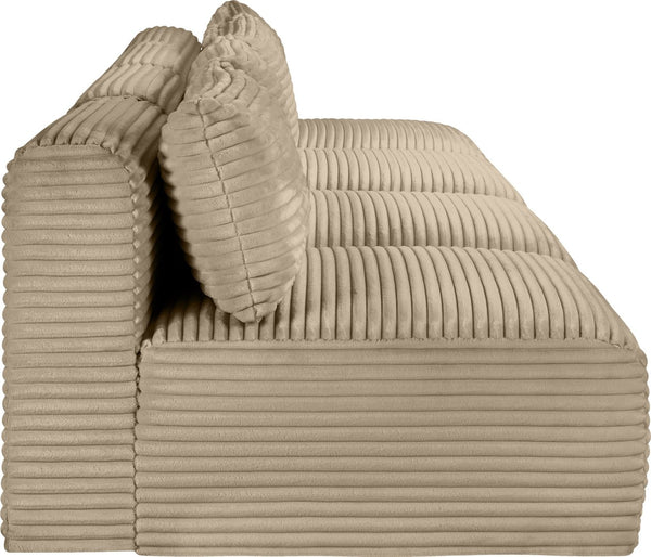 Meridian Furniture Shaggy Armless Modular Sectional Sofa in Wide Wale Corduroy Performance Fabric Living Room Taupe 124 inches 641Taupe-S124