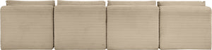 Meridian Furniture Shaggy Armless Modular Sectional Sofa in Wide Wale Corduroy Performance Fabric Living Room Taupe 124 inches 641Taupe-S124