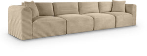 Meridian Furniture Shaggy Corduroy Modular Sofa Plush Performance Fabric Stain Resistant Living Room Seating Taupe 140 inches 641Taupe-S140