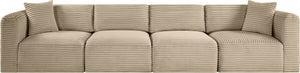 Meridian Furniture Shaggy Corduroy Modular Sofa Plush Performance Fabric Stain Resistant Living Room Seating Taupe 140 inches 641Taupe-S140