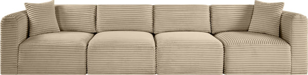 Meridian Furniture Shaggy Corduroy Modular Sofa Plush Performance Fabric Stain Resistant Living Room Seating Taupe 140 inches 641Taupe-S140