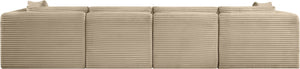 Meridian Furniture Shaggy Corduroy Modular Sofa Plush Performance Fabric Stain Resistant Living Room Seating Taupe 140 inches 641Taupe-S140