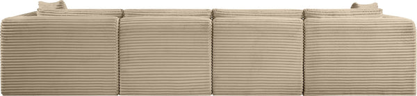 Meridian Furniture Shaggy Corduroy Modular Sofa Plush Performance Fabric Stain Resistant Living Room Seating Taupe 140 inches 641Taupe-S140